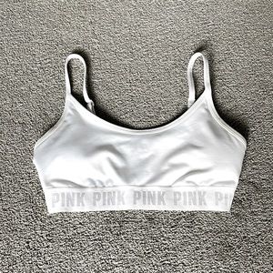 PINK white sports bra